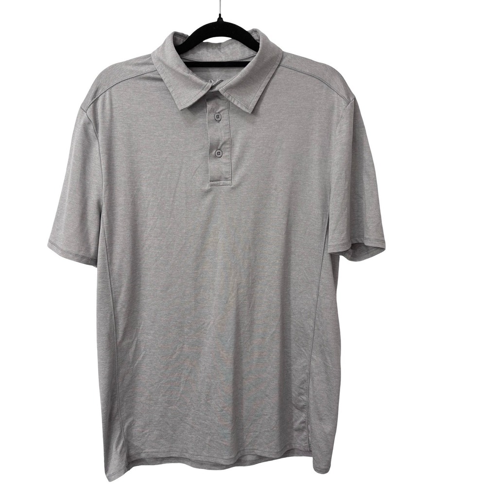 Quince Flowknit Breeze Performance Polo Heather Pale Grey Sz Small